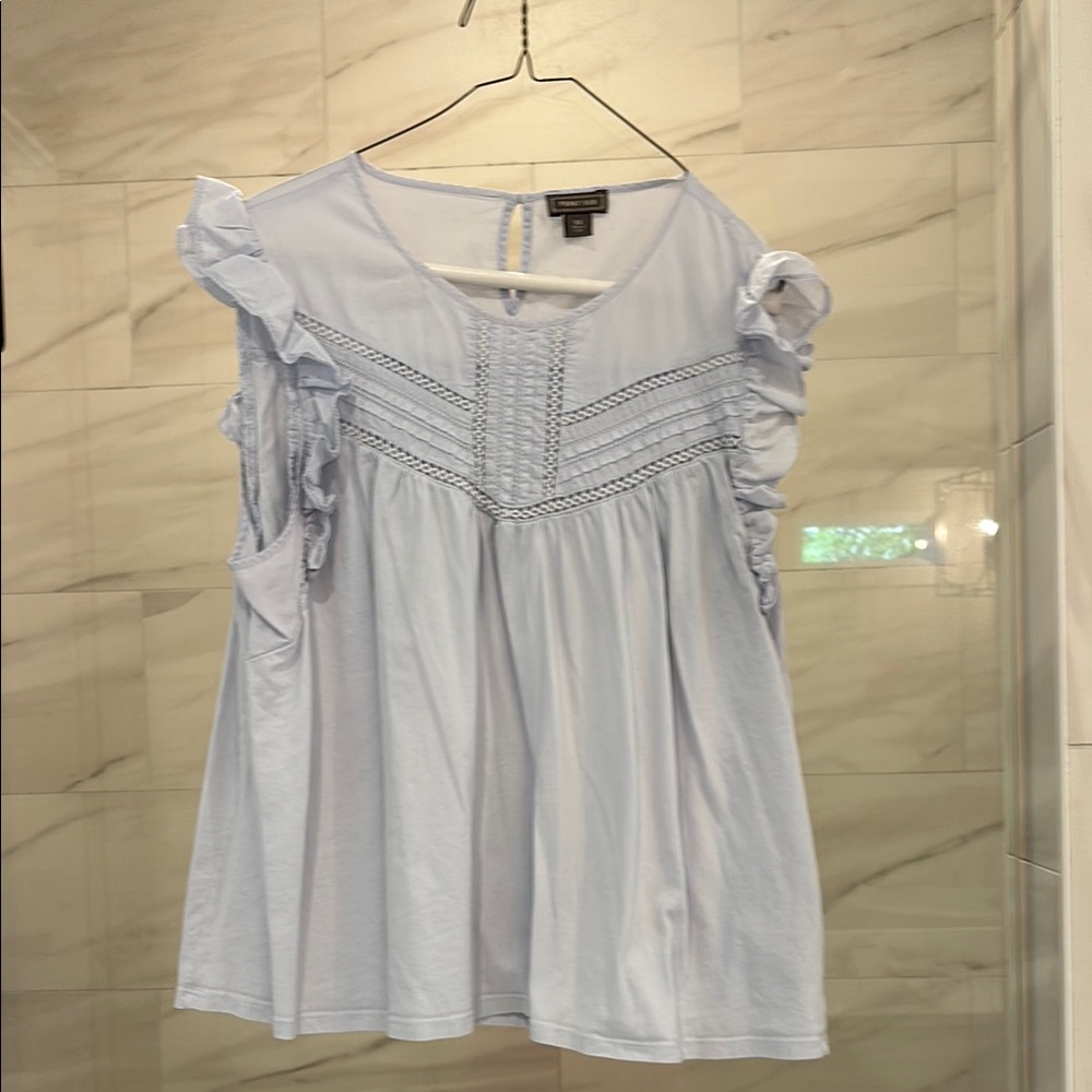 Blue Ruffled Relaxed Blouse